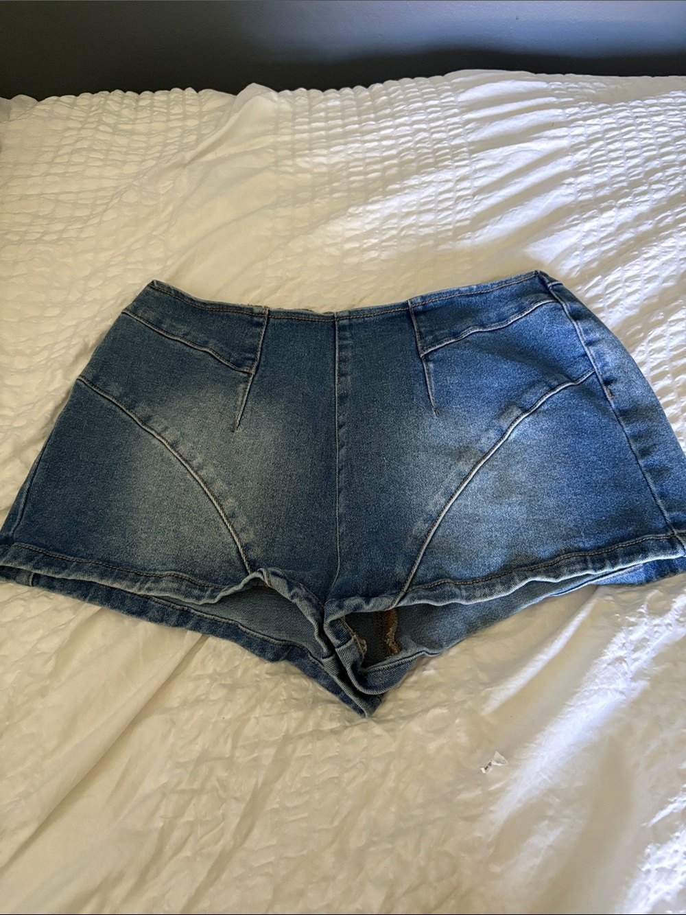 Fashion Nova Faded Blue High-Waist Denim Shorties